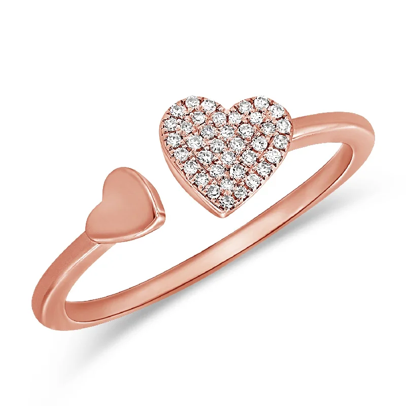 stackable rings for women -14K GOLD DIAMOND IRIS HEART RING