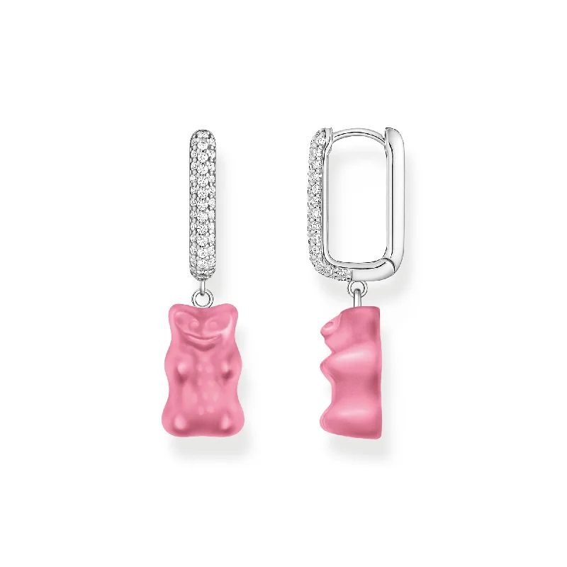 big hoop earrings for women -THOMAS SABO Single hoop earring medium sized with pink Goldbears