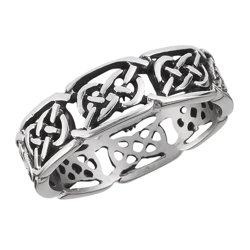 gold wedding bands for women -Stainless Steel Celtic Interwoven Knot Ring