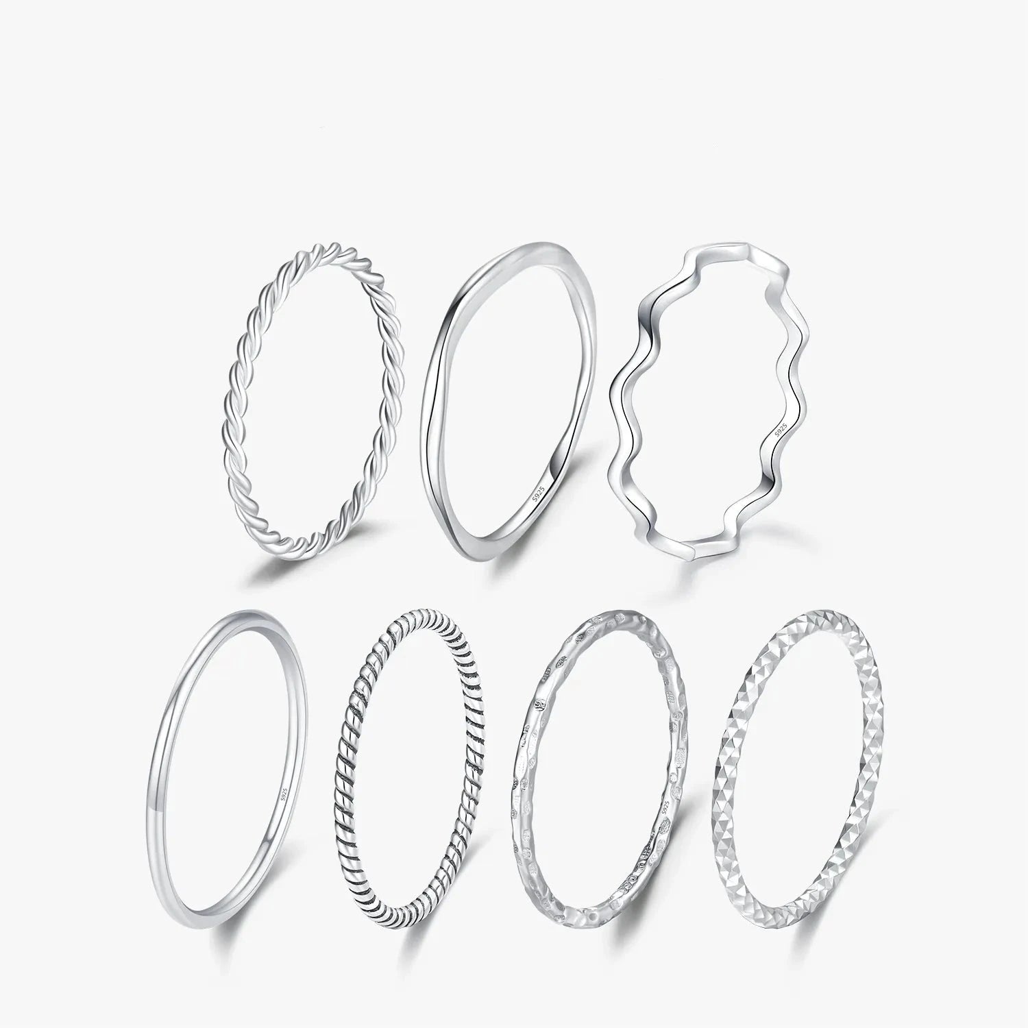 wedding ring bands -Elegant Wave Geometric Stackable Rings