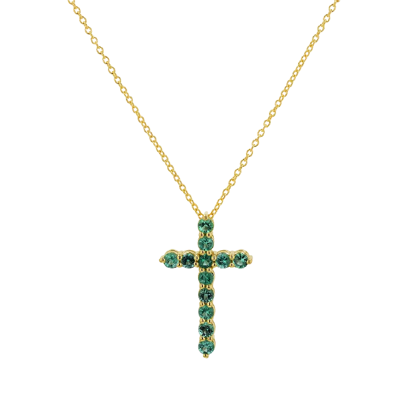 pearl chain necklaces for women -Emerald Cross Necklace