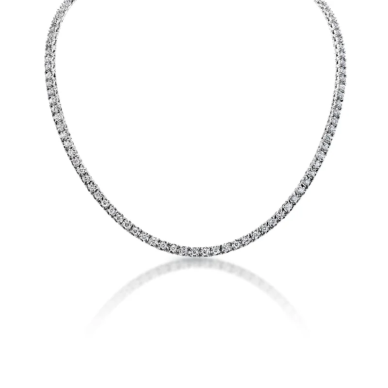 silver chain necklaces for women -Chana 6 Carat Round Brilliant Diamond Tennis Necklace in 14k White Gold By Mike Nekta