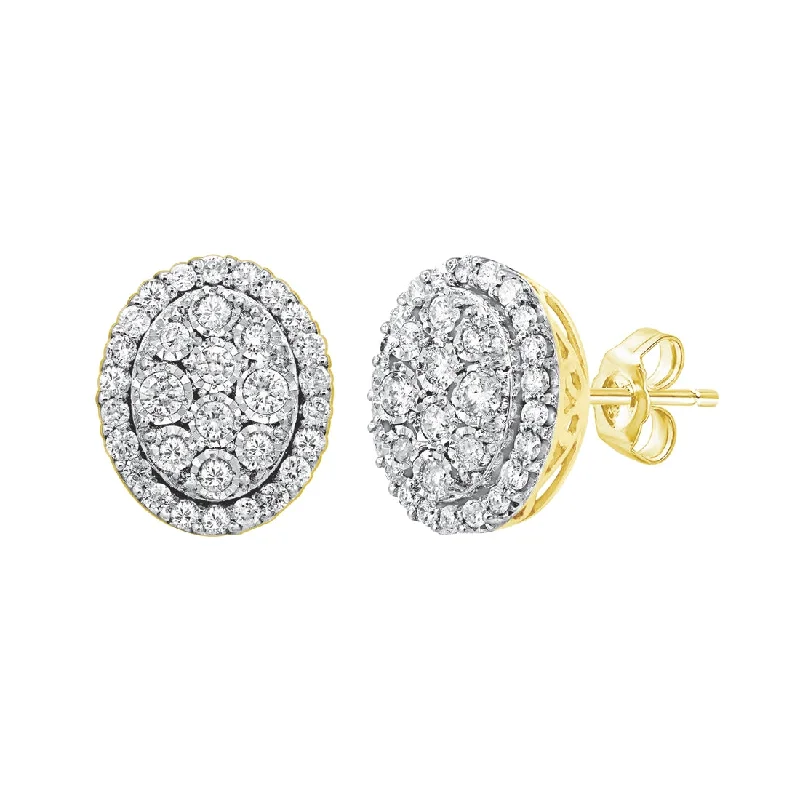 sapphire earrings for women -9ct Yellow Gold 0.50ct Diamond Miracle Claw Oval Stud Earrings