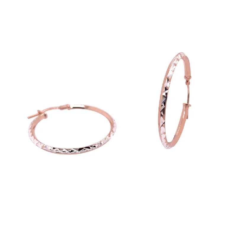 trendy earrings for women -9ct Rose Gold Silver Infused Reversable Hoop Earrings 25mm