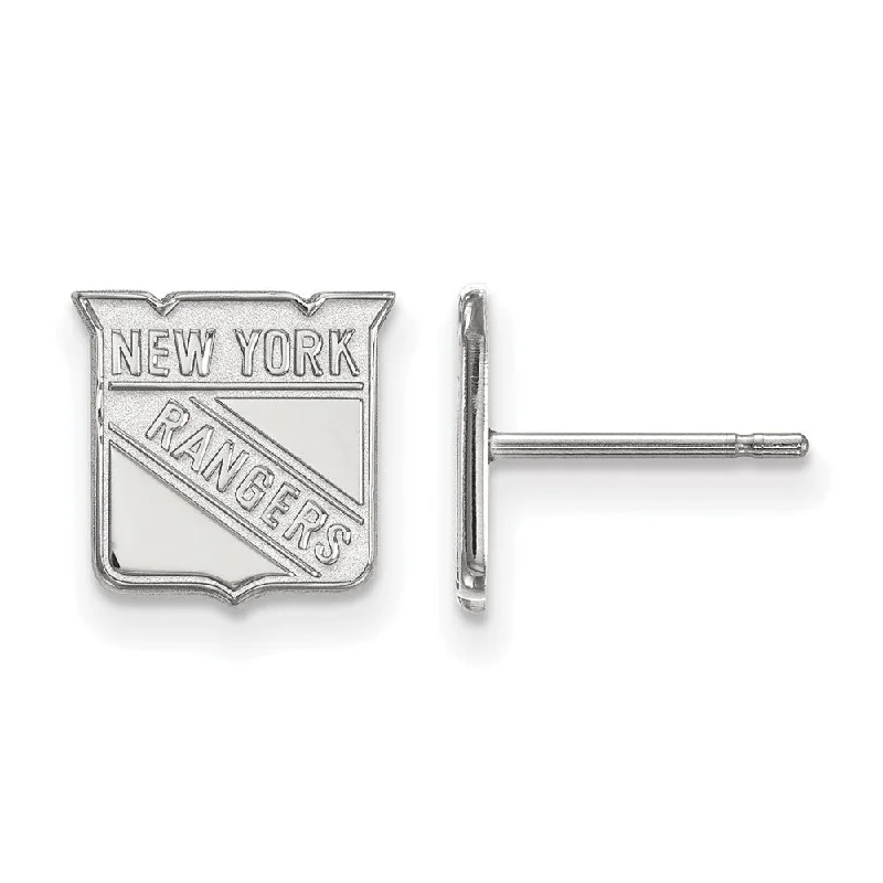 pearl stud earrings for women -14k White Gold NHL New York Rangers XS Post Earrings