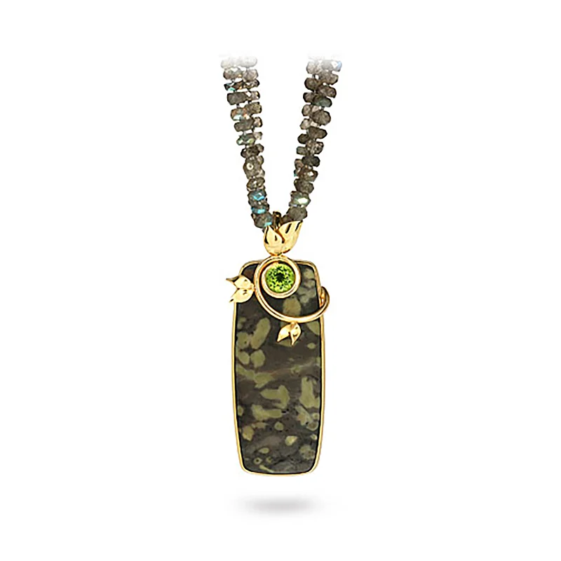 stunning necklaces for women -Serpentine, Peridot and Labradorite Necklace