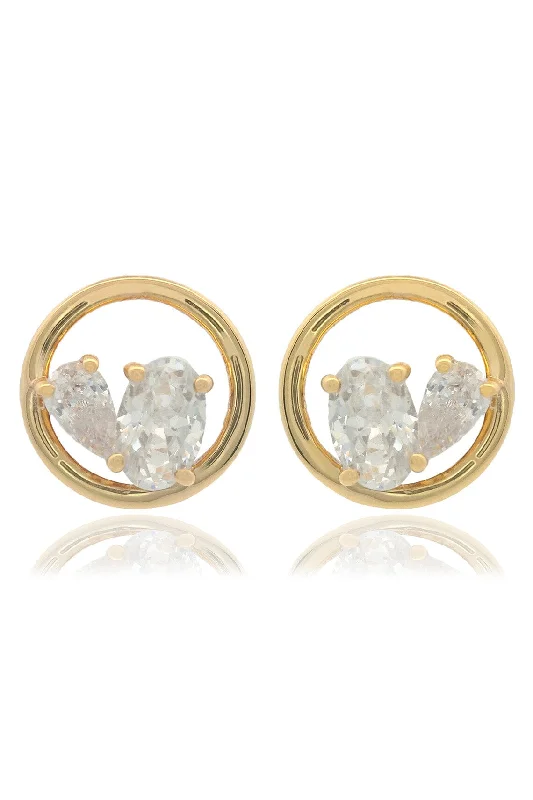 luxury gemstone earrings for women -CHIC NOEL TOI ET MOI CIRCLE EARRINGS GOLD