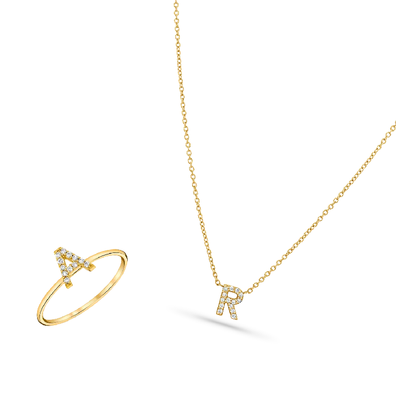 fine jewelry necklaces for women -Diamond Letter Duo Gift Set