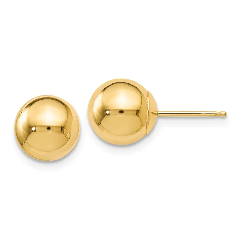 elegant earrings for women -8mm (5/16 Inch) 14k Yellow Gold Polished Ball Friction Back Studs