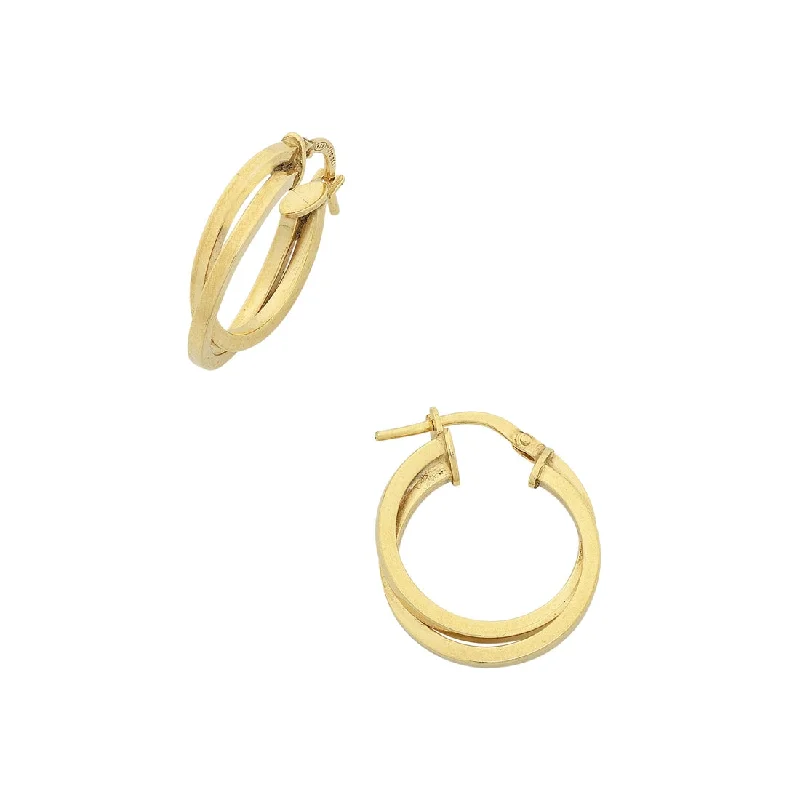 butterfly earrings for women -9ct Yellow Gold Silver Infused Double Crossover Hoop Earrings