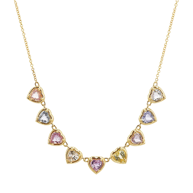 vintage crystal necklaces for women -Sapphire Heart Strand Necklace