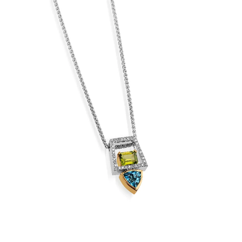 simple gold necklaces for women -Signature Blue Topaz and Peridot Pendant Necklace