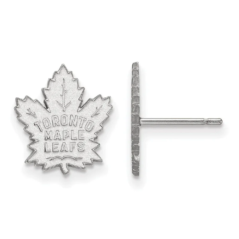 big hoop earrings for women -14k White Gold NHL Toronto Maple Leafs Small Post Earrings