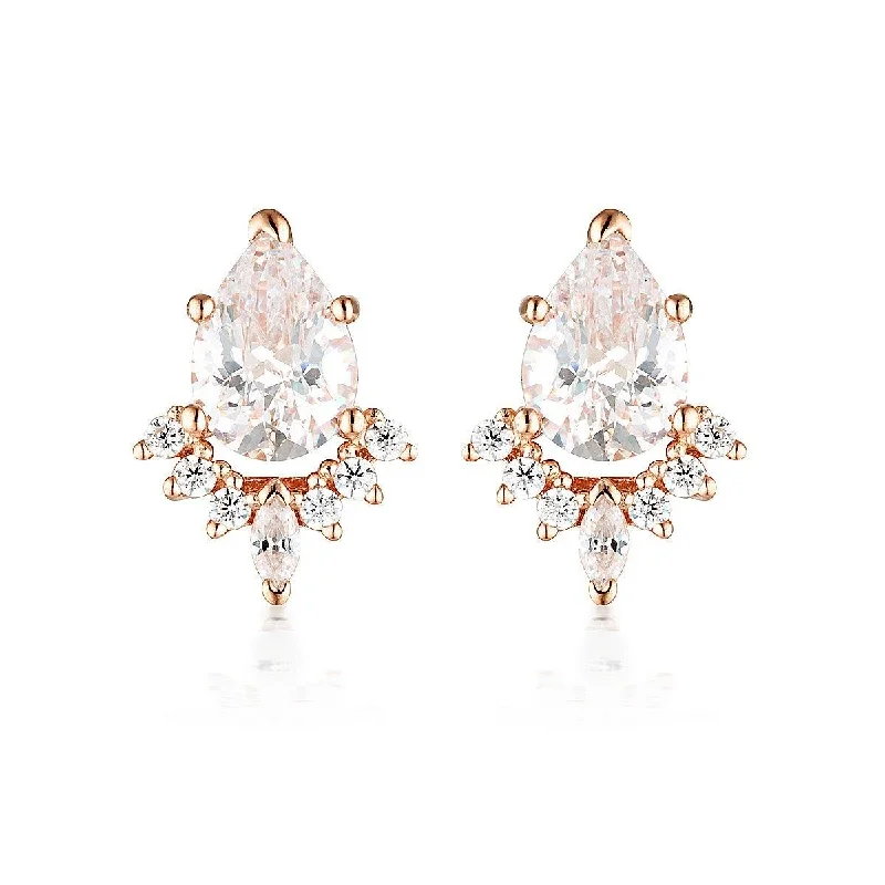 modern earrings for women -GEORGINI ICONIC BRIDAL PENELOPE EARRING ROSE GOLD