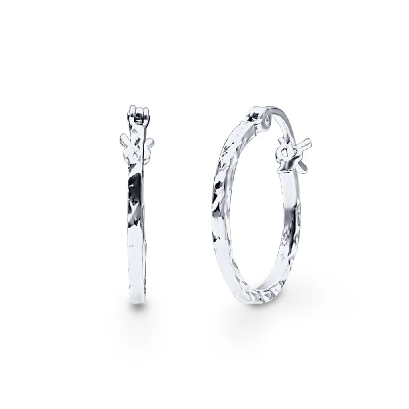 evening drop earrings for women -Square Edge Hoop Earrings in Sterling Silver