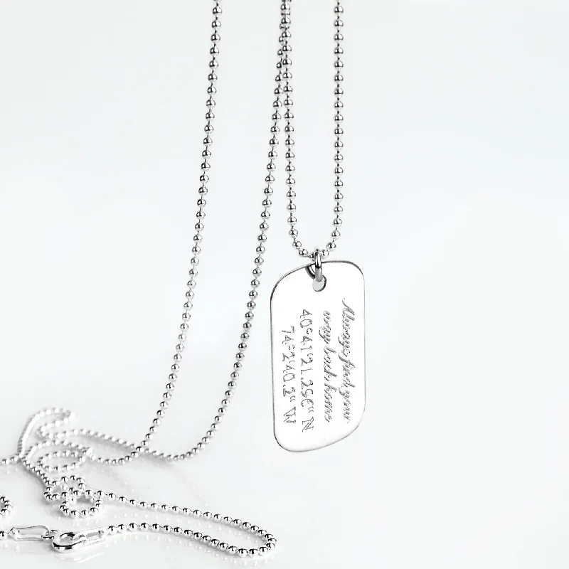 double chain necklaces for women -Personalized Dog Tag Necklace