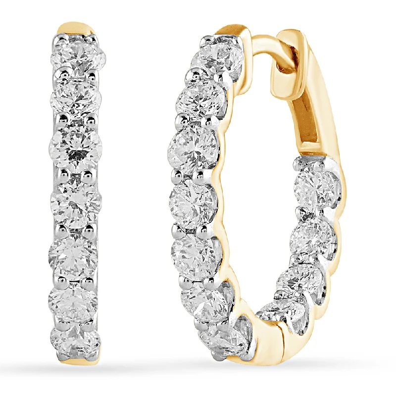 pearl stud earrings for women -Inside Out Hoop Earrings with 1.50ct of Laboratory Grown Diamonds in 9ct Yellow Gold