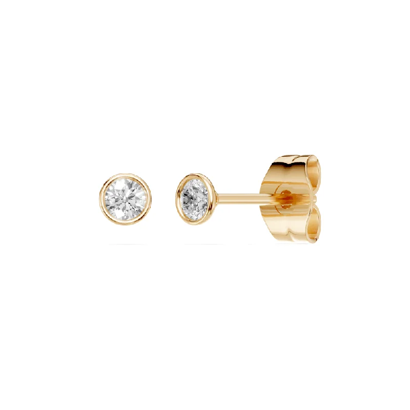 trendy silver earrings for women -Martini Bezel Stud Earrings with 1/5ct of Laboratory Grown Diamonds in 9ct Yellow Gold