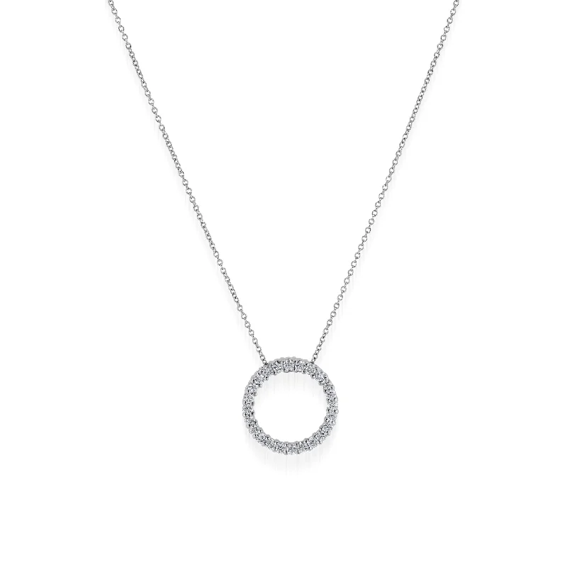 wedding chain necklaces for women -Natural Diamond Circle Pendant Necklace .75-1.50 Carat Weight