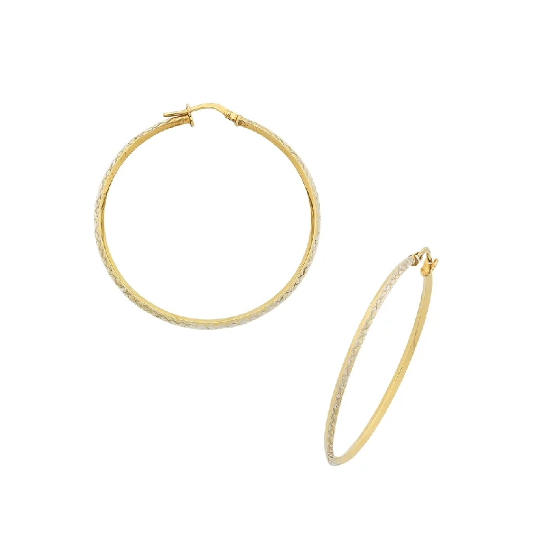 personalized earrings for women -9ct Yellow Gold Silver Infused Hoop Earrings 35mm