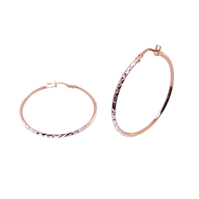 vintage earrings for women -9ct Rose Gold Silver Infused Reversable Hoop Earrings 40mm