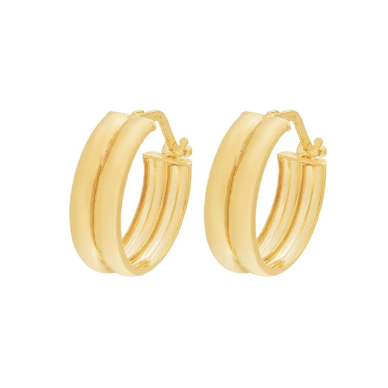 chic hoop earrings for women -Double Round Hoop Earrings 20mm in 9ct Yellow Gold Silver Infusion