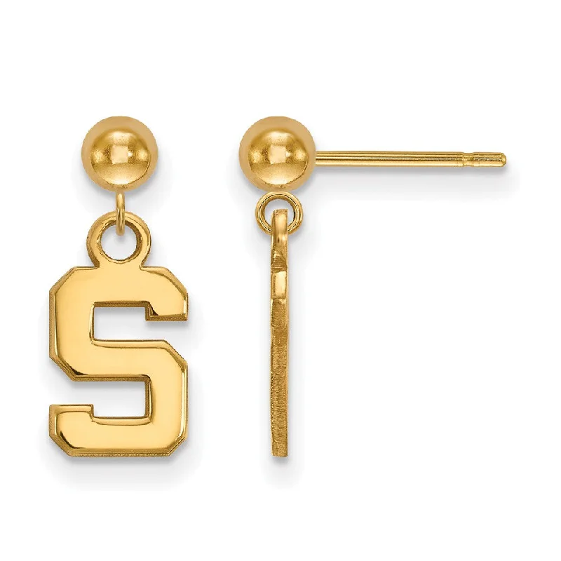 adjustable earrings for women -14k Yellow Gold Michigan State University Ball Dangle Earrings