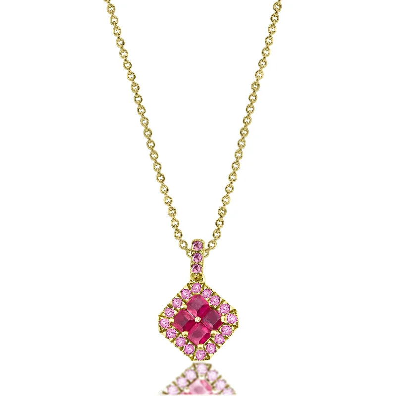 layered necklaces for women -Fortuna 18K Gold Necklace w. Rubies & Sapphires