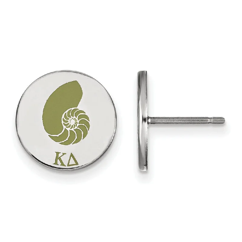 bold stud earrings for women -Sterling Silver Kappa Delta Enamel Post Earrings