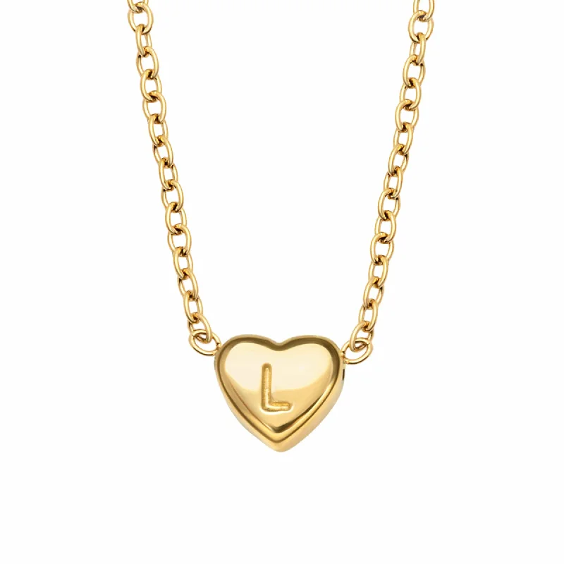 elegant necklaces for women -Dainty Heart Initial Necklace