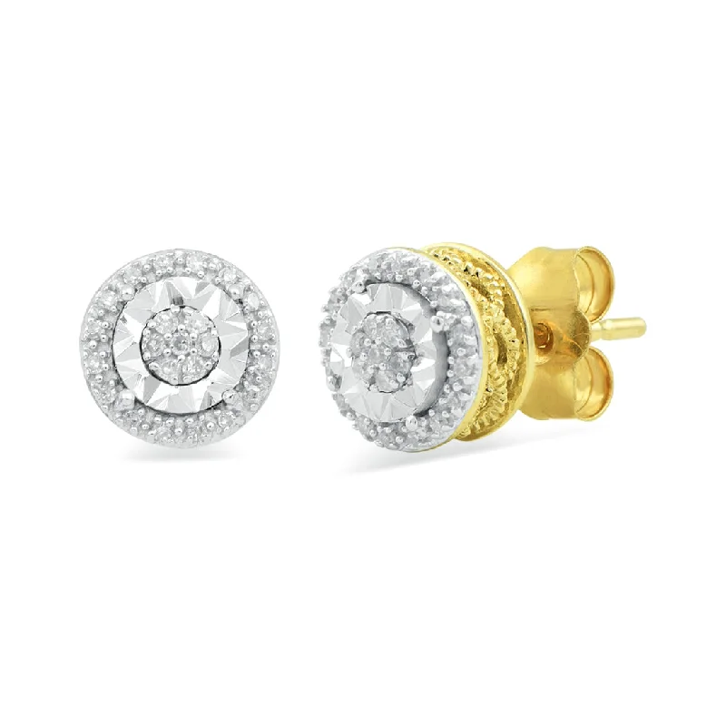 pearl drop earrings for women -9ct Yellow Gold 0.10ct Diamond Brilliant Illusion Stud Earrings