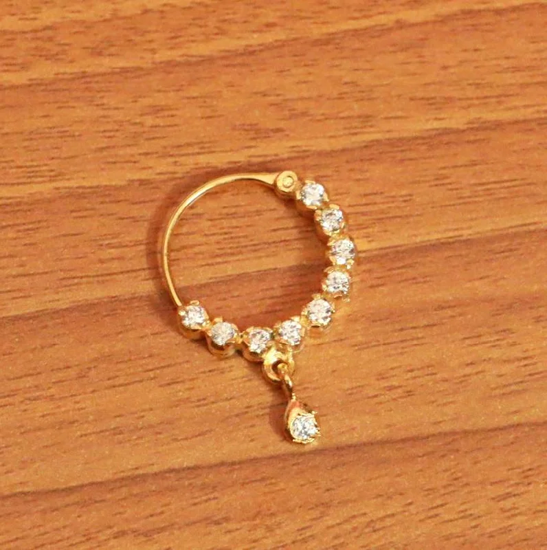 luxury wedding rings -GOLD PLATED CZ STUDDED NOSE PIERCING NOSE RING