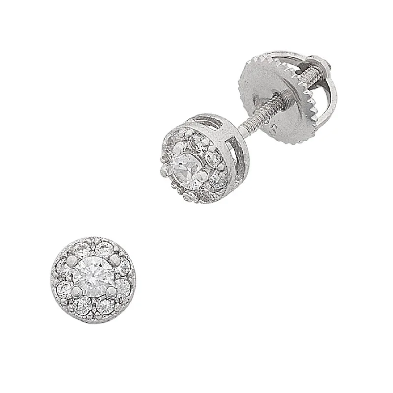 diamond stud earrings for women -5mm Children's Cubic Zirconia Cluster Screw Back Earrings in Sterling Silver