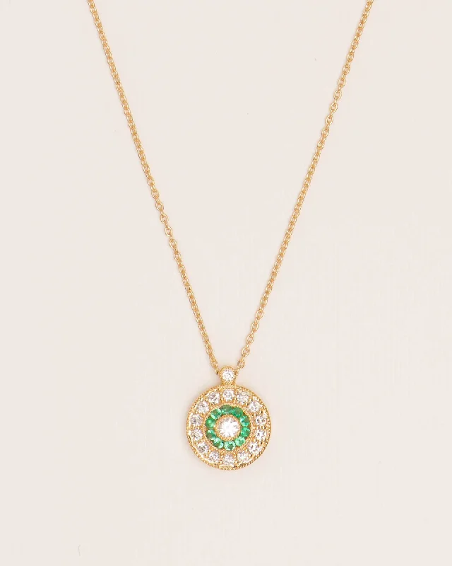 vintage-style necklaces for women -Emerald & Diamond Rosas 18K Gold Necklace