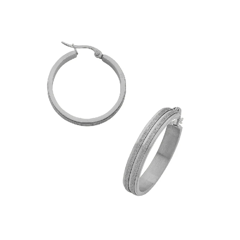 multi-strand earrings for women -Stainless Steel Sparkle Hoop Earrings