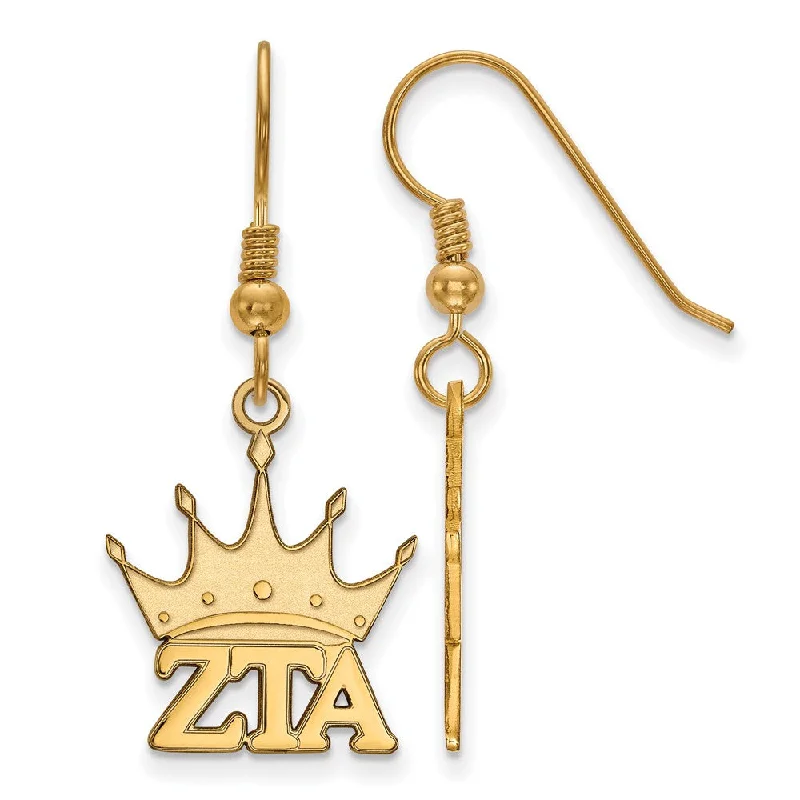 diamond earrings for women -14K Plated Silver Zeta Tau Alpha Small Dangle Earrings