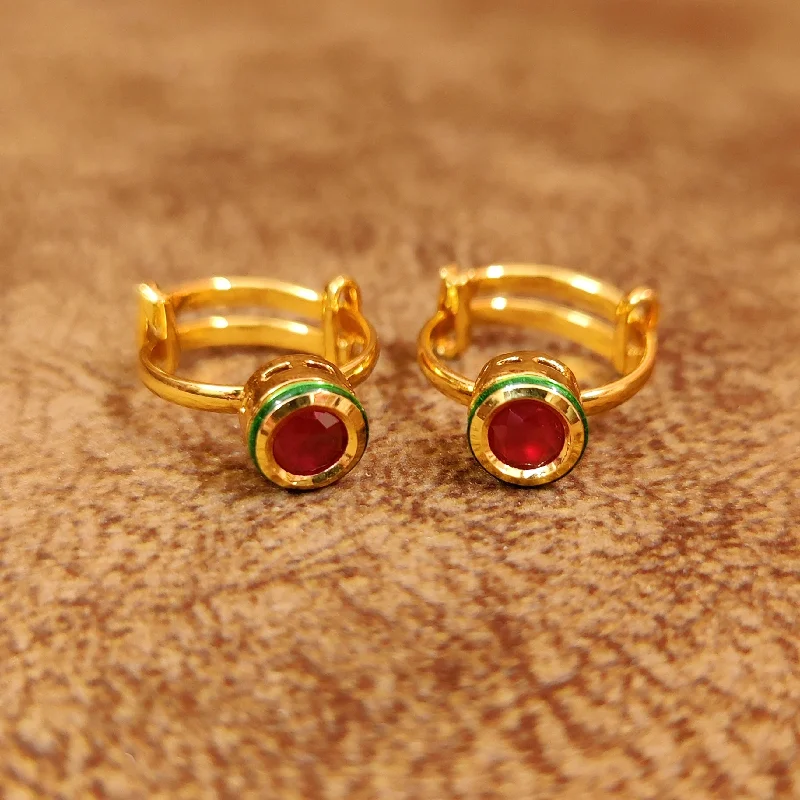 custom rings for women -Red Kundan Toe Ring