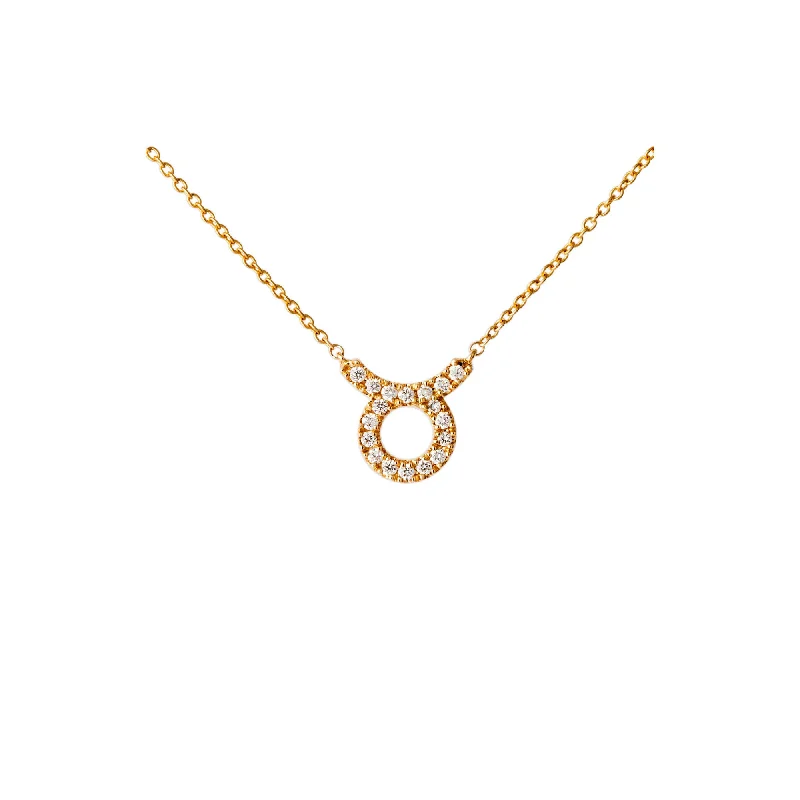 vintage pendant necklaces for women -Petit Sign Taurus 18K Gold Necklace w. Diamonds