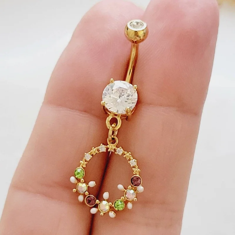 simple gold rings for women -Flower Belly Ring