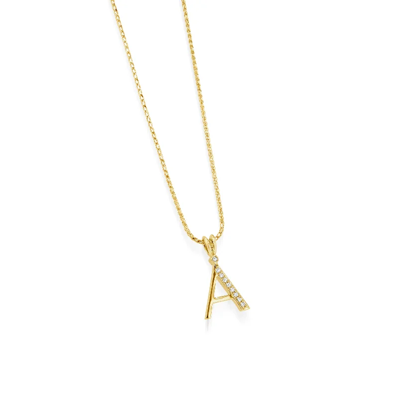 vintage gold necklaces for women -Initial Diamond Pendants Yellow Gold