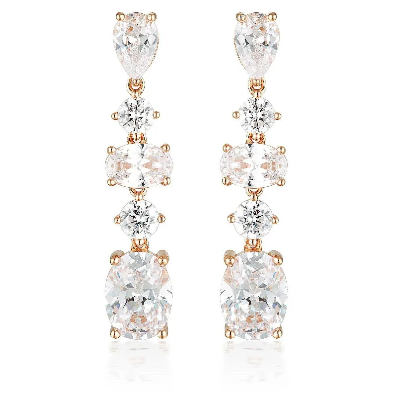 gemstone earrings for women -GEORGINI ICONIC BRIDAL CHRISTINA EARRINGS ROSE GOLD