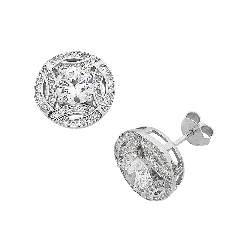 big statement earrings for women -Sterling Silver Cubic Zirconia Earrings