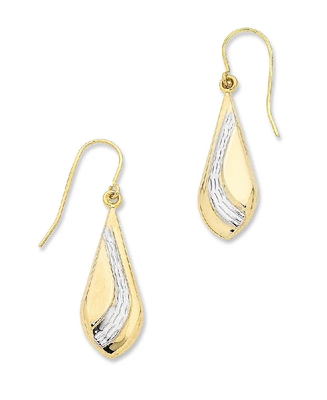 stud earrings for women -9ct Two Tone Silver Infused Drop Earrings