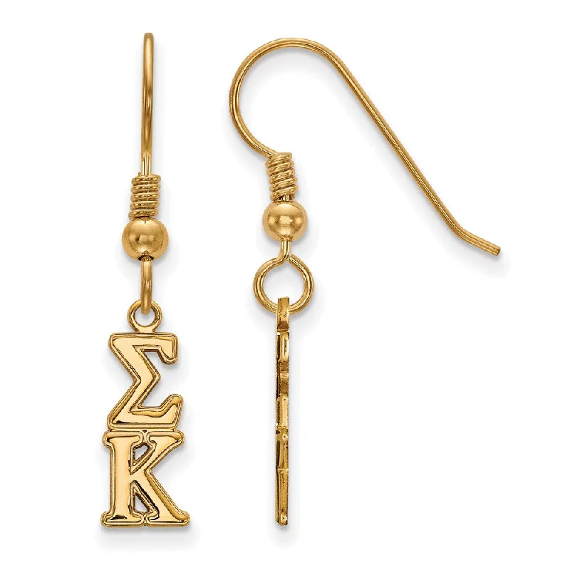 custom name earrings for women -14K Plated Silver Sigma Kappa XS Dangle Earrings