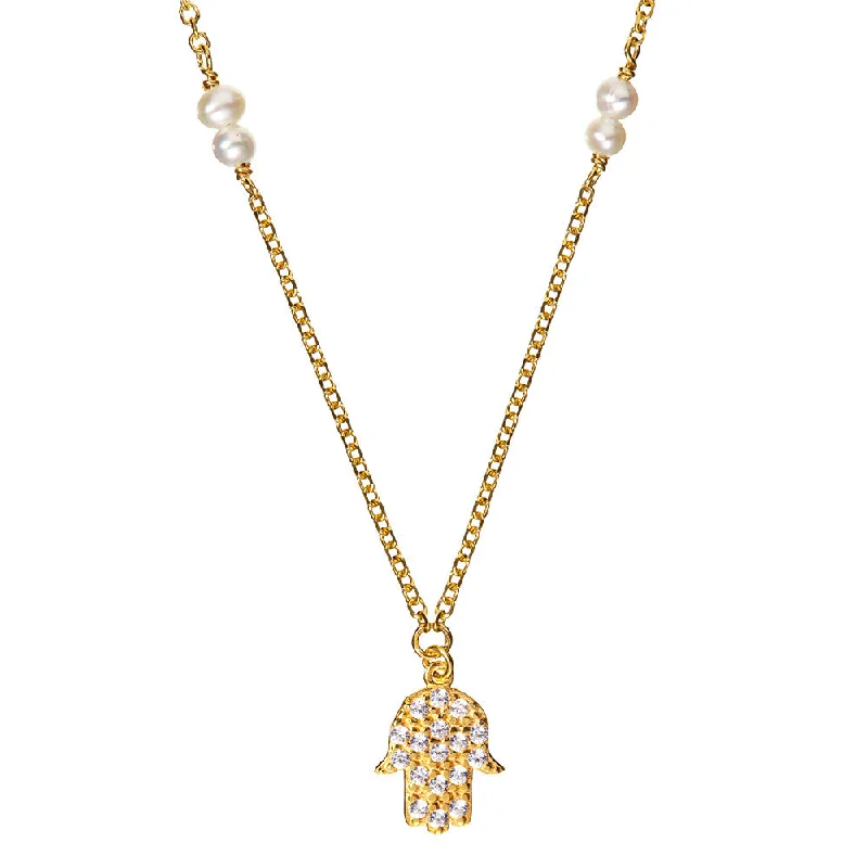 modern necklaces for women -Yellow Gold Hamsa Necklace