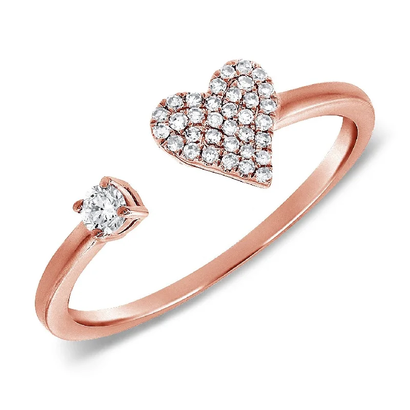 stackable diamond rings -14K GOLD DIAMOND SHELLY HEART RING