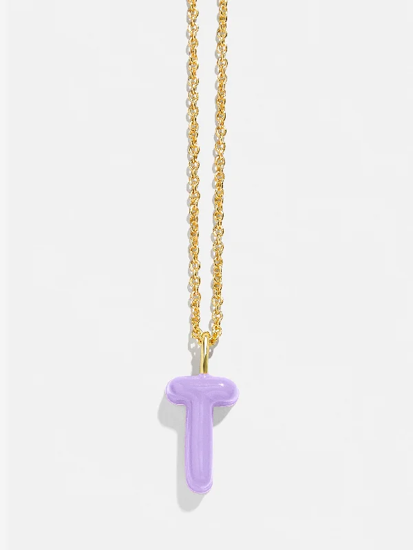 trendy necklaces for women -Mini Bubble Initial Necklace - Lavender