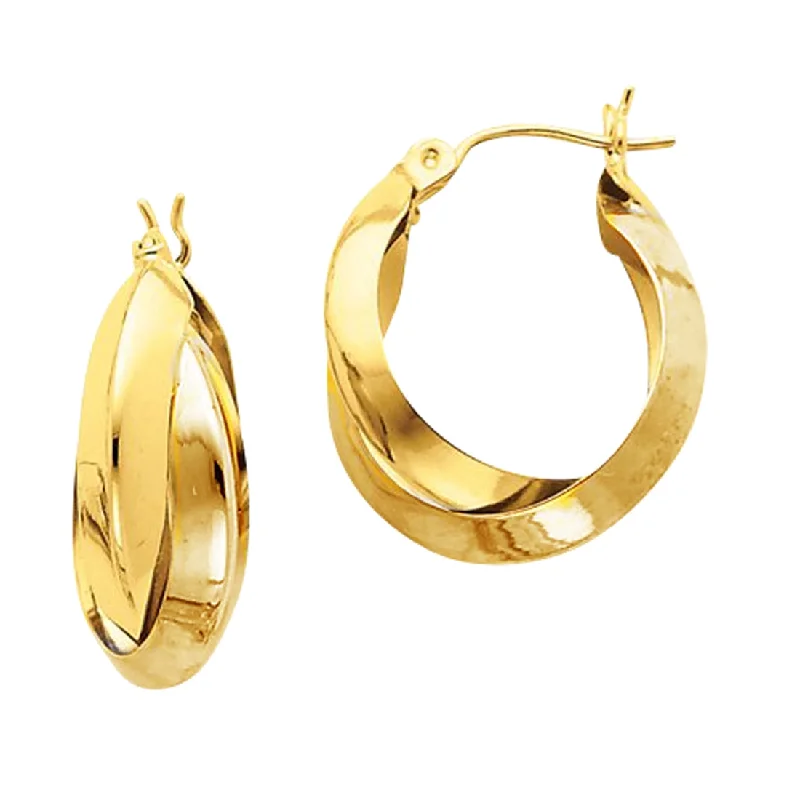 personalized earrings for women -9ct Yellow Gold Silver Infused Double Hoop Earrings