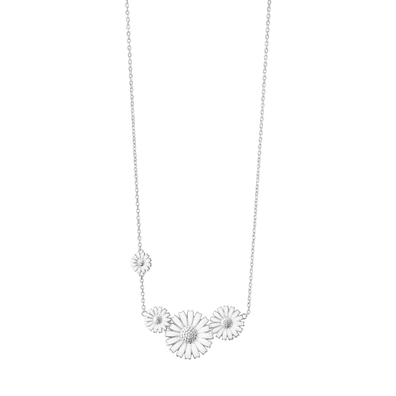 trendy choker necklaces for women -Daisy Four Flower Silver Necklace