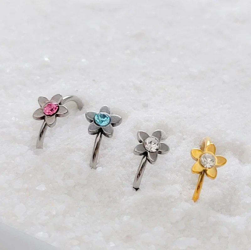 rose gold engagement rings -Modern Flower Nose Ring